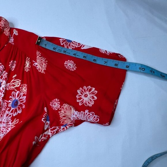 Free People Blue Hawaii Floral Print Short Sleeve Mini Dress Red Med - Picture 11 of 16
